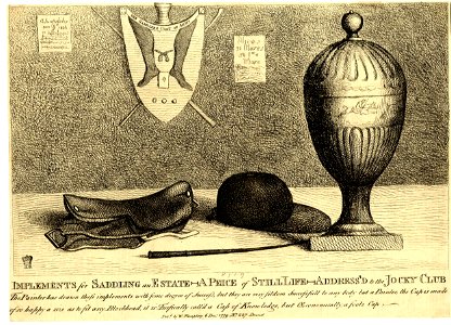 Implements for saddling an estate-a piece of still life-address's to the jocky club (BM 1851,0901.19)