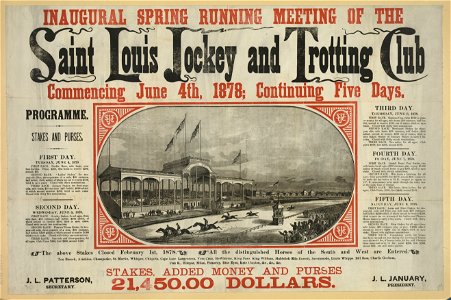 Inaugural spring running meeting of the Saint Louis Jockey and Trotting Club... LCCN2003680998