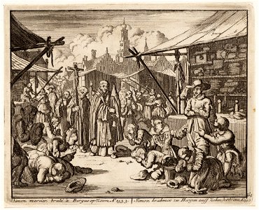 In Bergen op Zoom weigert Simon de Kramer voor een processie te knielen, objectnr A 41907