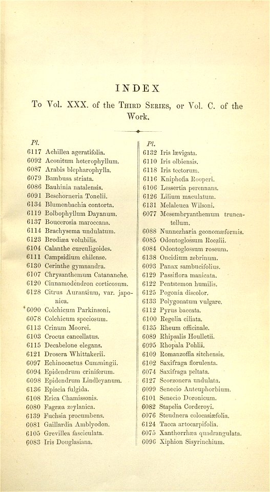 Index - Curtis' 100 (Ser. 3 no. 30) (1874)