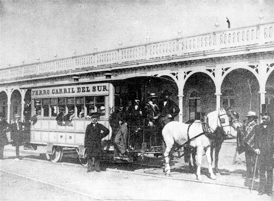 Inauguracion tranvias de sangre Santiago 1858