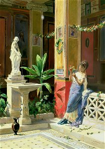 In a Courtyard in Pompeii,1878 by Luigi Bazzani