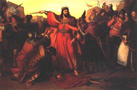 Imre elfogja lázadó testvérét, Endrét (Than Mór, 1857)