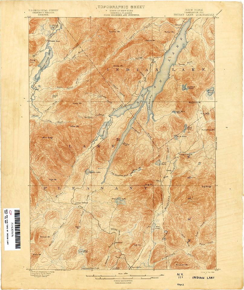 Indian Lake New York USGS topo map 1897