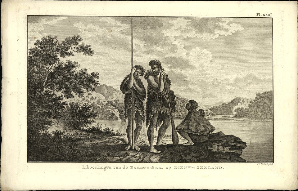 Inboorlingen van de Donkere-Baai op Nieuw-Zeeland, objectnr A 58309