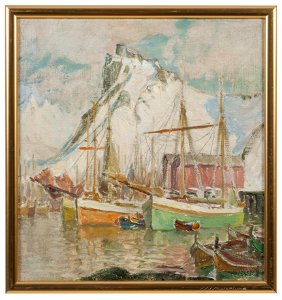 In the Harbour, Svolvaer. Study from Lofoten (Anna Boberg) - Nationalmuseum - 20462