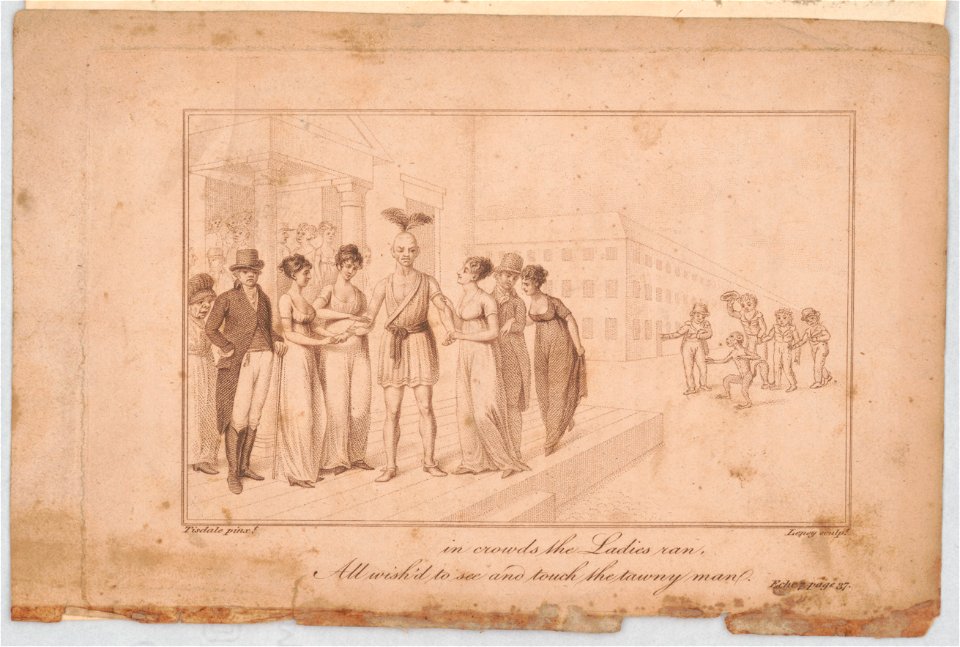 In crowds the ladies ran, all wish'd to see and touch the tawny man - Tisdale pinxt. ; Leney sculpt. LCCN2014649334