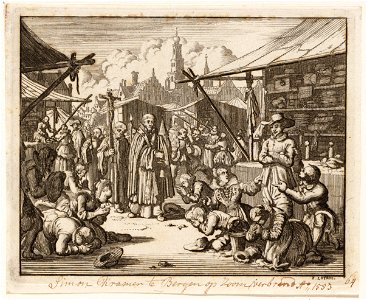In Bergen op Zoom weigert Simon de Kramer voor een processie te knielen, objectnr A 41909