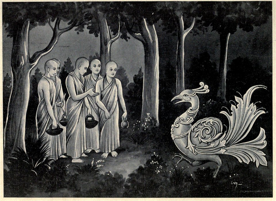 Indira in the form of golden bird counseling brahin boys who become sanyasi