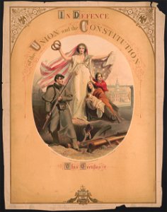 In defence of the Union and the Constitution - C. Schussele delt. ; on stone by Muringer ; printed in oil colors by P.S. Duval & Son, 22, South 5th St. Philada. LCCN2016645705