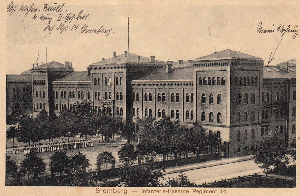 Infanterie-Kaserne des IR-14 in Bromberg, Postkarte von 1910