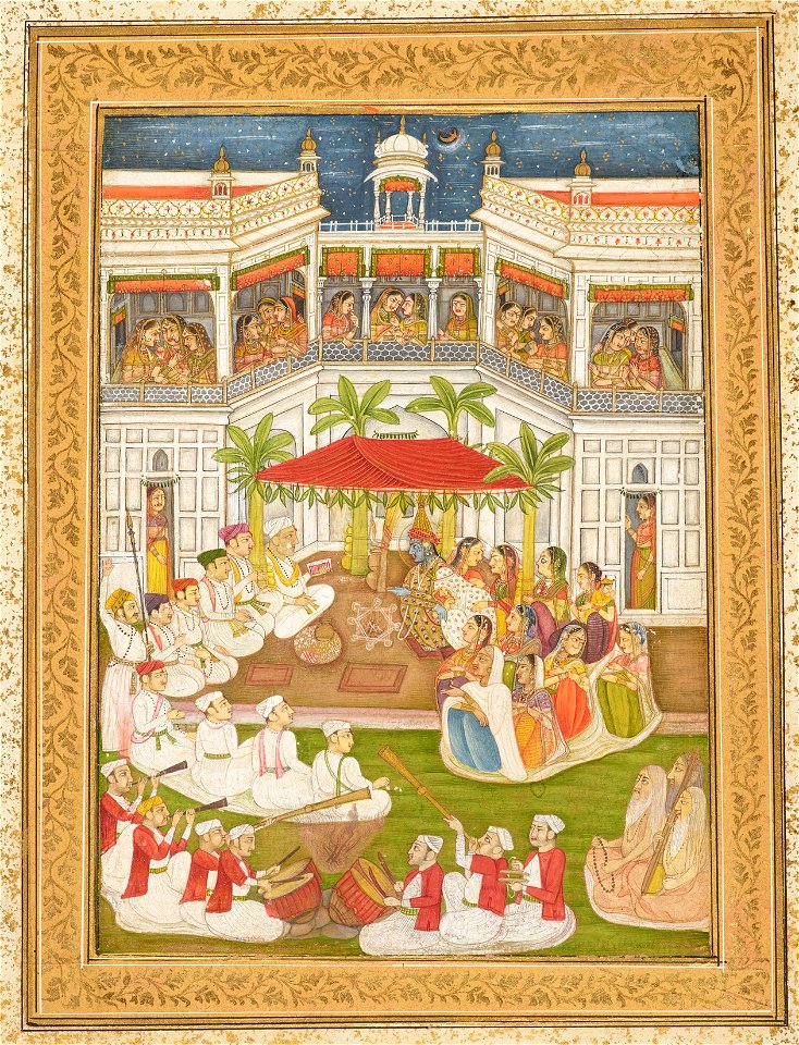 Indian School, late 18th century - The marriage of Krishna and Rukmini. - RCIN 1005113.w - Royal Collection