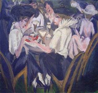 In de cafetuin door Ernst Ludwig Kirchner (1880-1938)