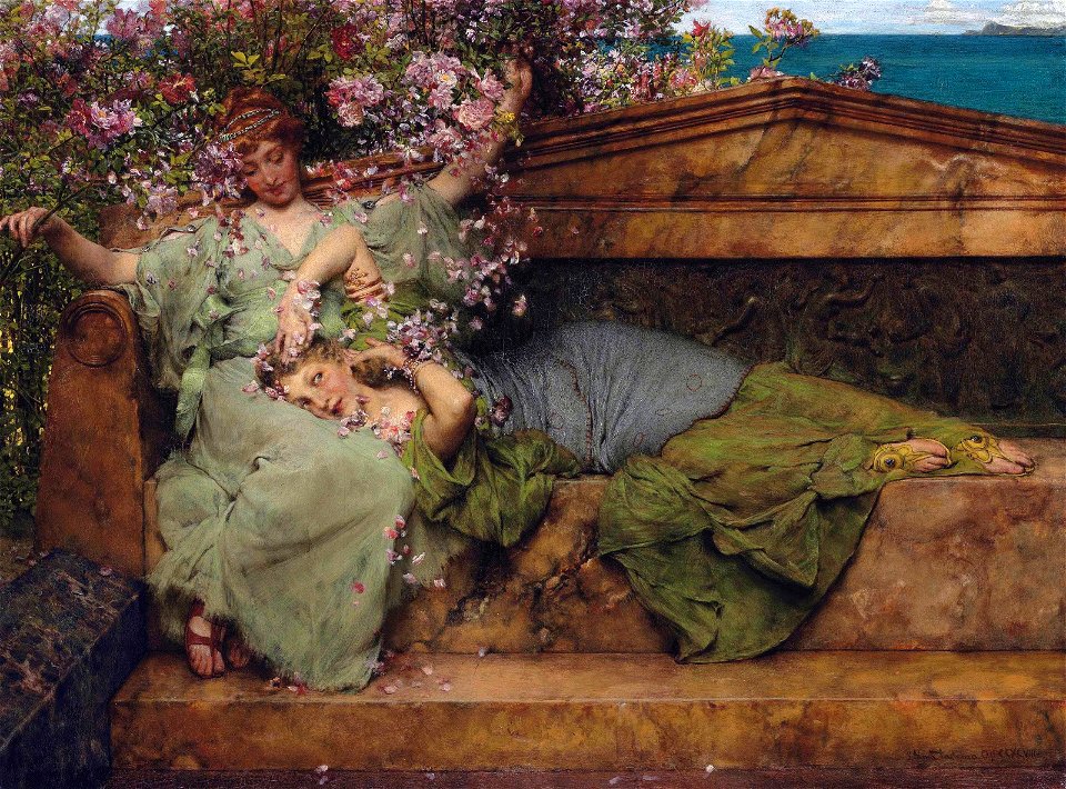 In a rose garden, by Lawrence Alma Tadema