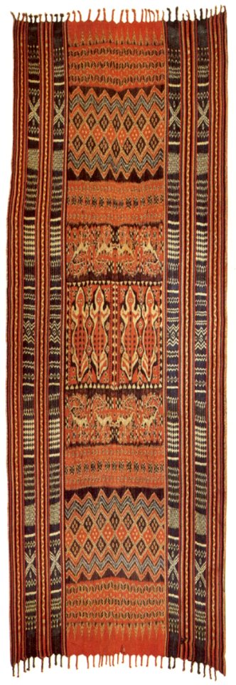 Indonesian funeral shroud or hanging, (porilonjong), Central Sulawesi (Celebes), Rongkong, Toraja, cotton with ikat paterns
