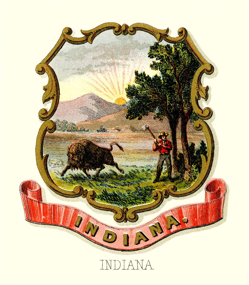 Indiana state coat of arms (1876, restored TIF)