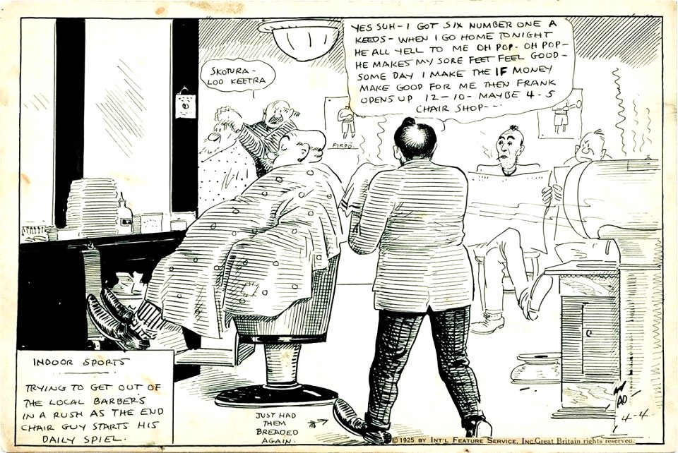 Indoor Sports - Trying to Get Out of the Local Barber's in a Rush as the End Chair Guy Starts His Daily Spiel