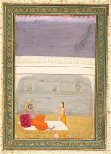 Indian School, late 18th century - Krishna is approached by Radha’s sakhi. - RCIN 1005113.t - Royal Collection