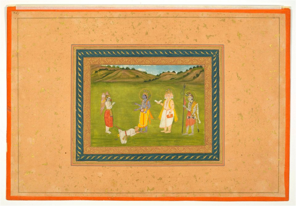 Indian School, late 18th century - Vishnu, Brahma and Shiva - RCIN 1005113.u - Royal Collection