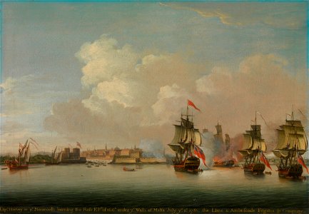 Incendie de la fregate francaise Rose par le HMS Monmouth juillet 1758