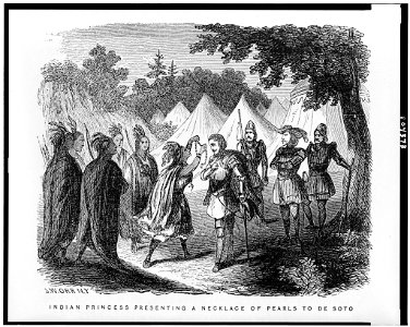 Indian princess presenting a necklace of pearls to de Soto - J.W. Orr, N.Y. LCCN91794402