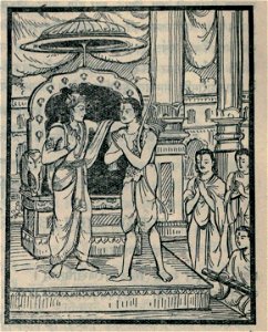 Indra welcome Arjuna to Swarga