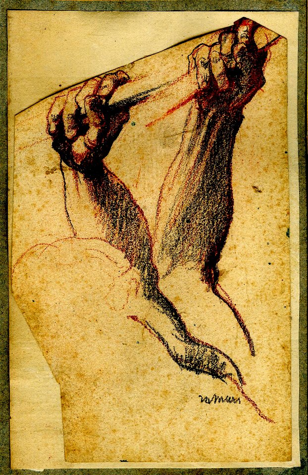 Ingres - Attributed to - A study of forearms and hands gripping a stick, 2019,7015.226.2