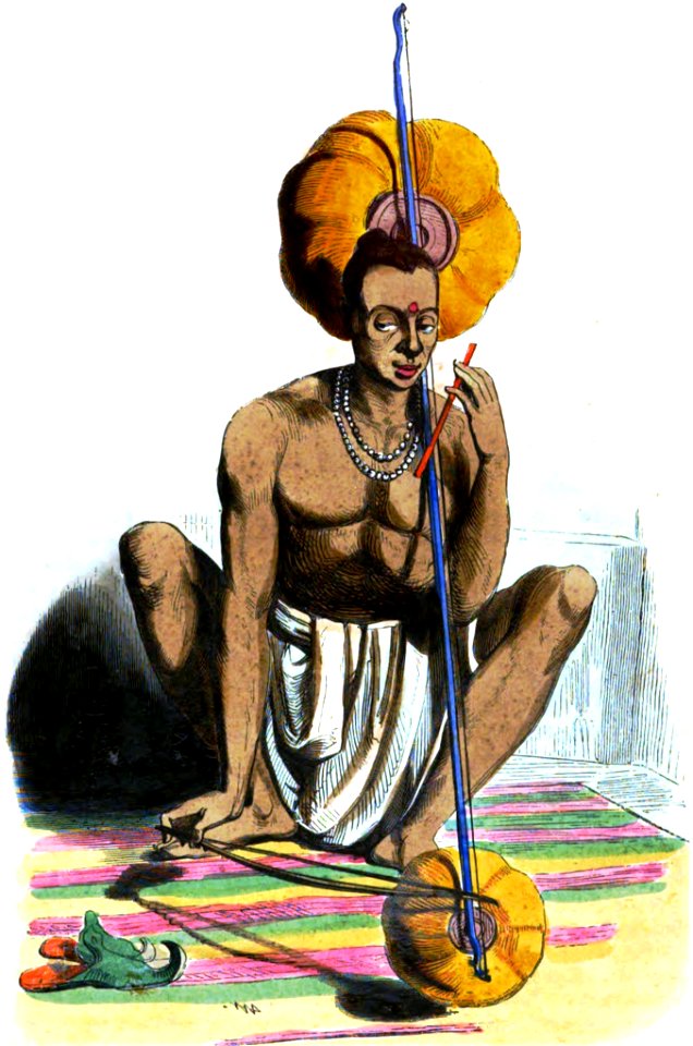 Indou jouant du Pennak. Auguste Wahlen. Moeurs, usages et costumes de tous les peuples du monde. 1843