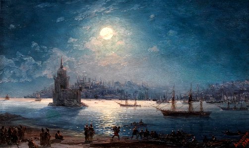 Ivan Konstantinovich Aivazovsky - A View of the Bosporus with the Hagia Sophia and the Maiden's Tower in the Moonlight