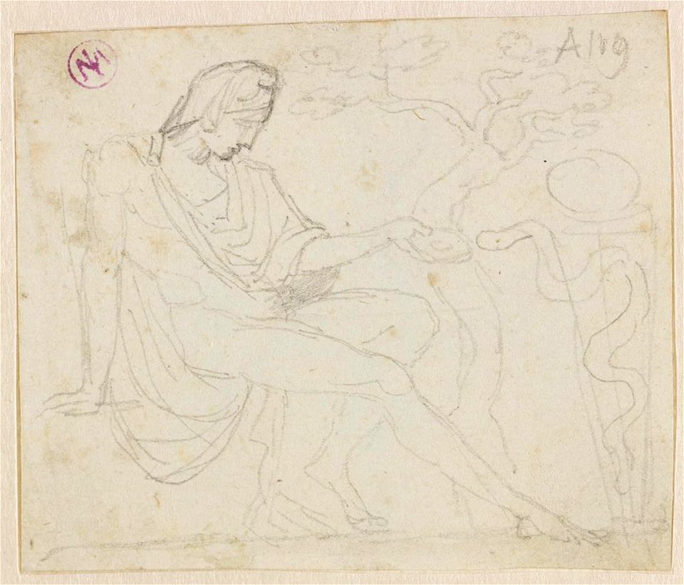 Ingres - MI.867.3312, Jeune homme donnant à manger à un serpent