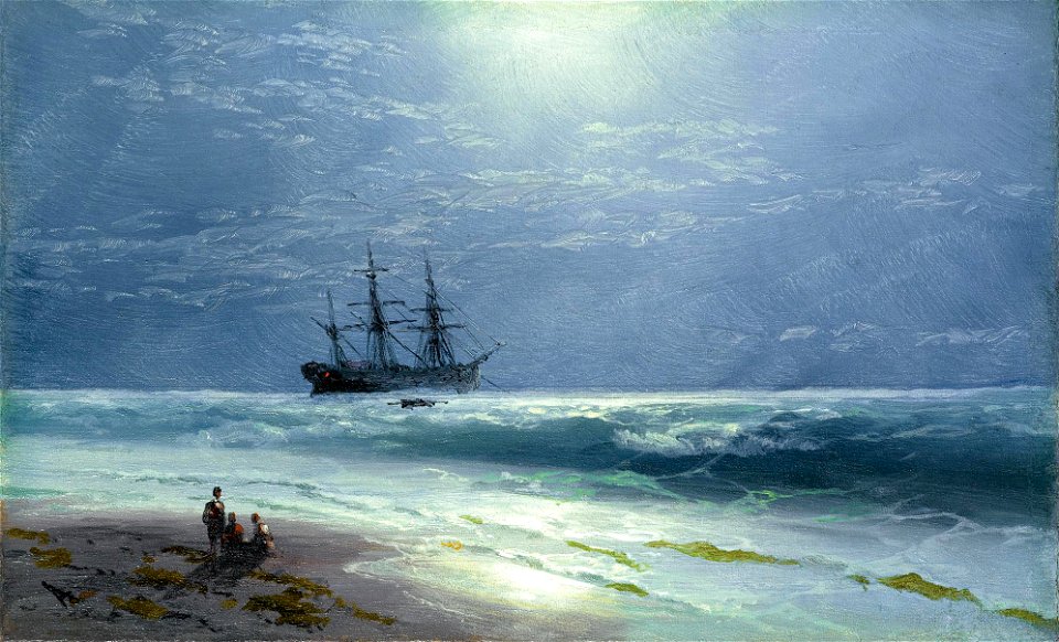 Ivan Konstantinovich Aivazovsky - Moonlit Landing, 1895