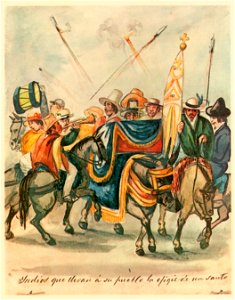 Indios que llevan á su pueblo la efigie de un santo