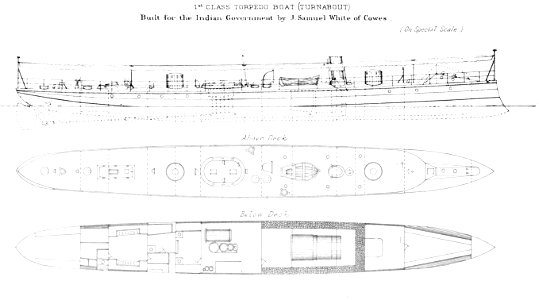 Indian Government Torpedo boat (by White, Cowes) - Brassey's Naval Annual 1888-9. Free illustration for personal and commercial use.