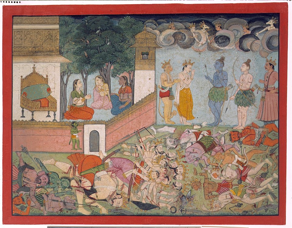 Indra pays homage to Rama after Ravana and his hoards are destroyed (6124524291)