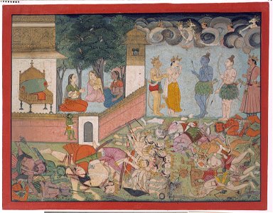 Indra pays homage to Rama after Ravana and his hoards are destroyed (6124524291)