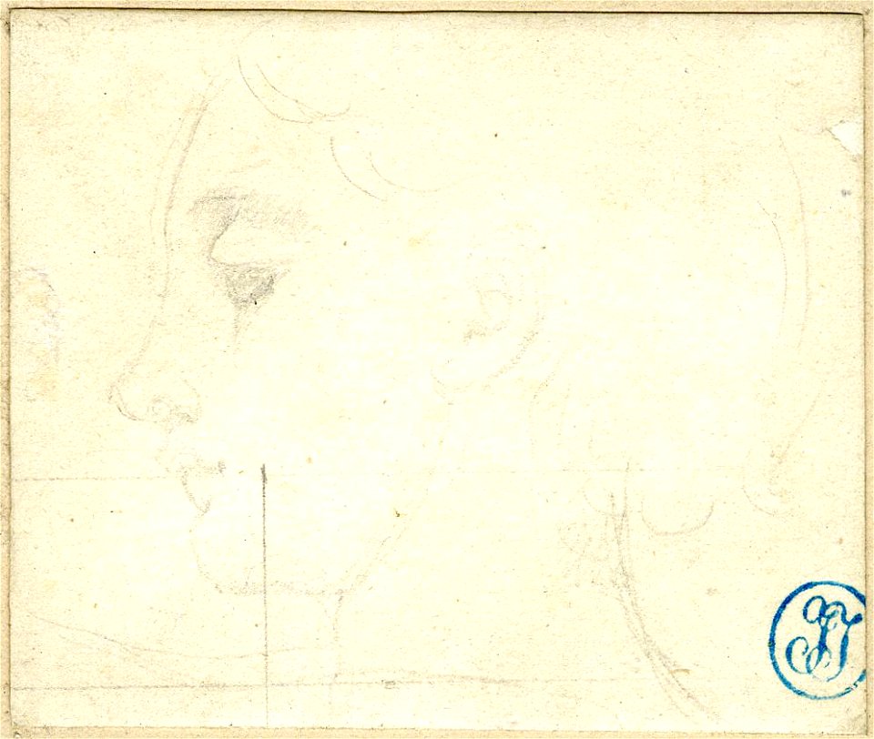 Ingres - A female head in profile to left, partly squared, 1886,0410.26