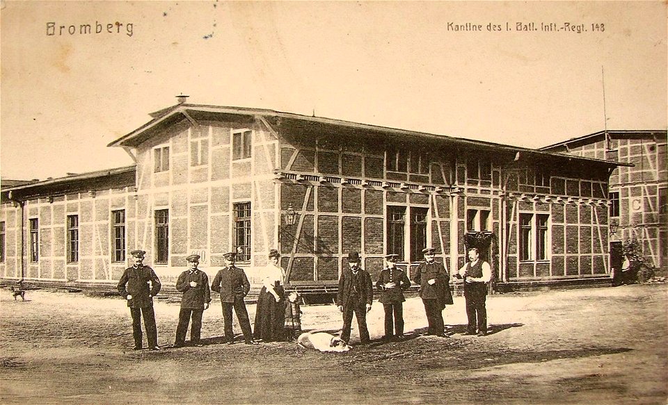 Infanterie-Kaserne des IR-148, I. Bataillon in Bromberg, Postkarte vor 1913