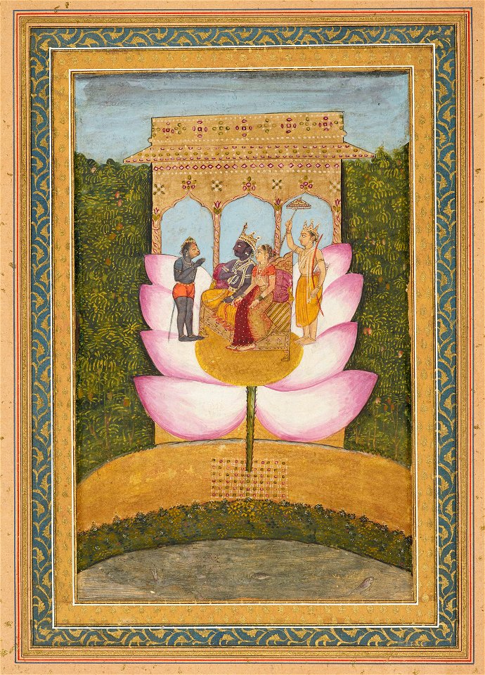 Indian School, late 18th century - Rama and Sita with Hanuman and Lakhshman. - RCIN 1005113.s - Royal Collection