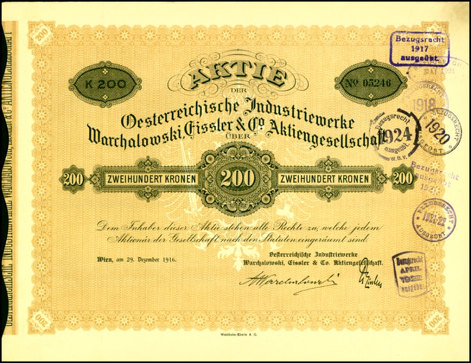 Industriewerke Warchalowski, Eissler & Co 1916