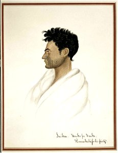 Iwikau. Wauka pa Wauka. Remarkable for his piety, watercolour & gum arabic by Isaac Coates
