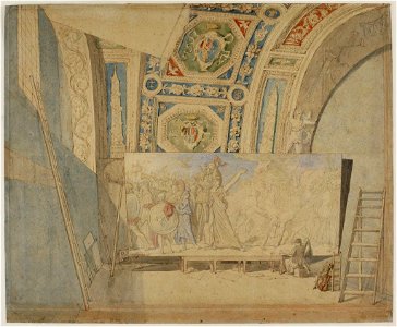 Ingres - Ingres dans son atelier, peignant Romulus vainqueur d'Acron, NI-964-01