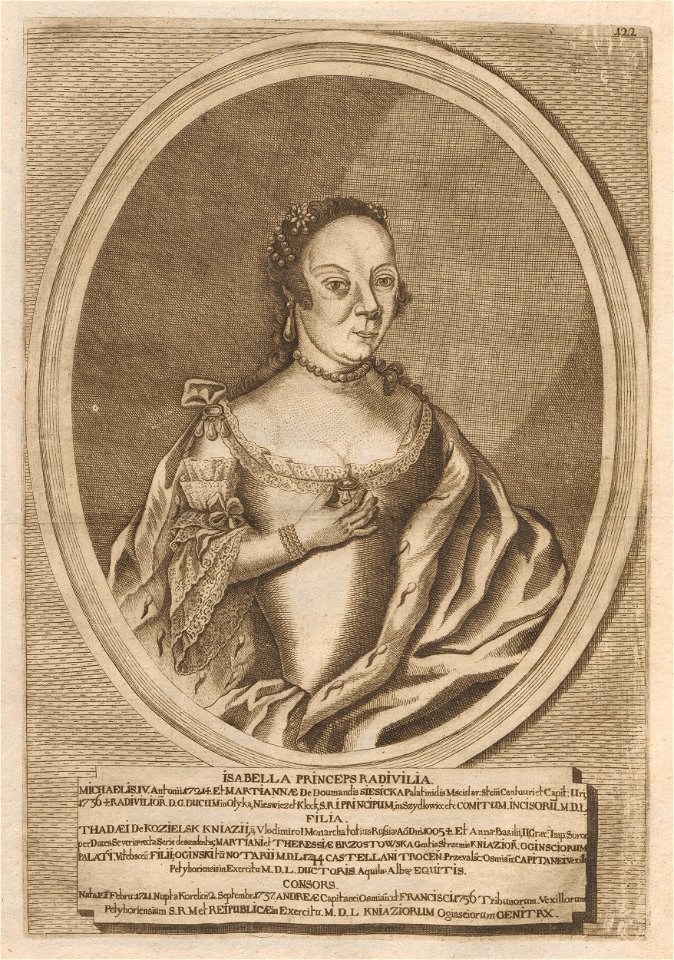 Izabeła Aginskaja (Radzivił). Ізабэла Агінская (Радзівіл) (H. Lajbovič, 1758)