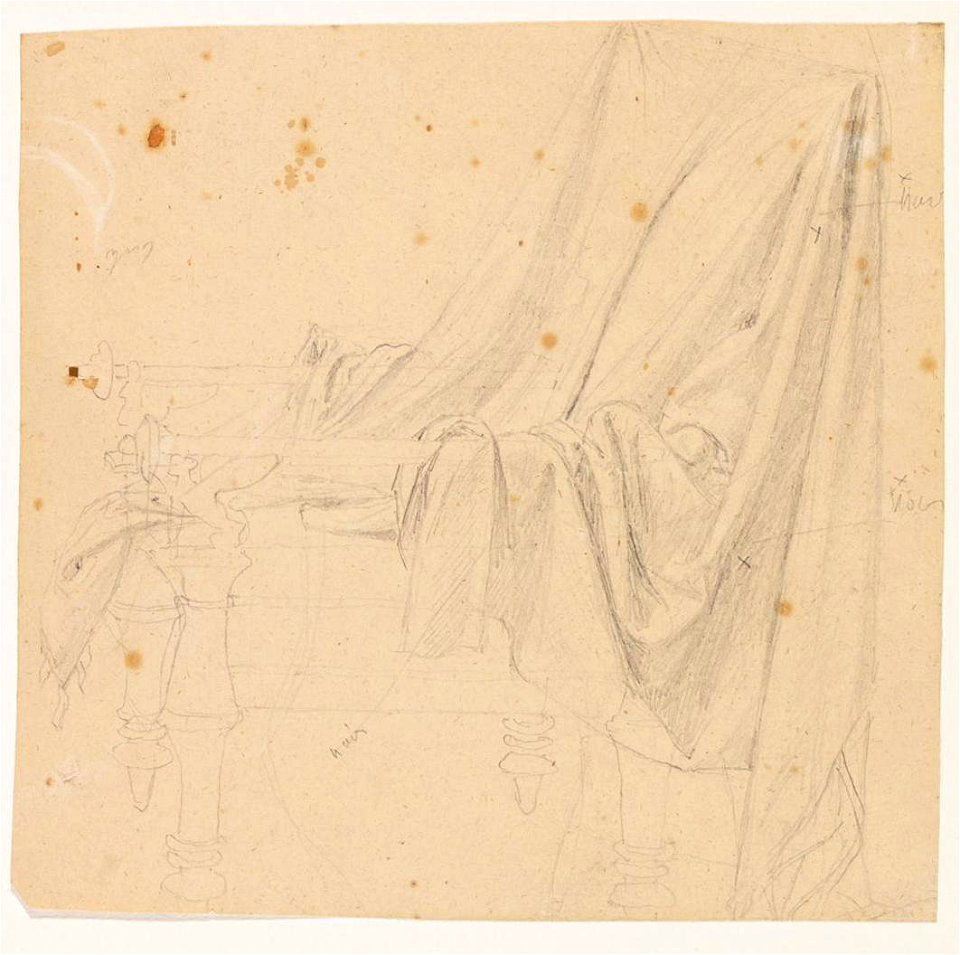 Ingres - MI.867.2278, Draperie posée sur un siège antique