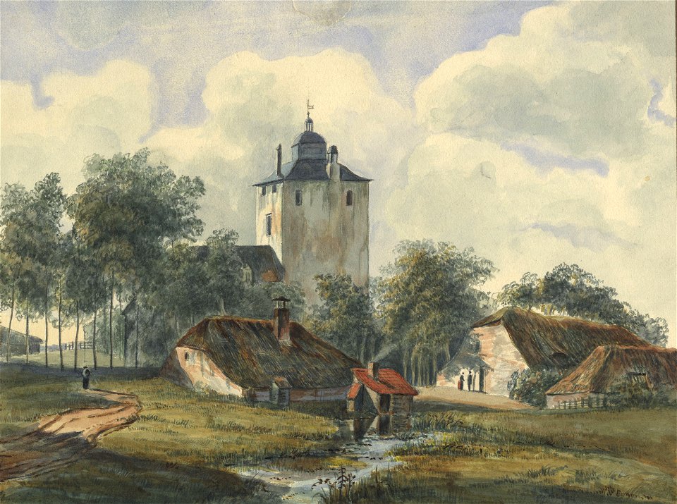 J. van Liefland - Gezicht op het kasteel Den Ham bij Vleuten