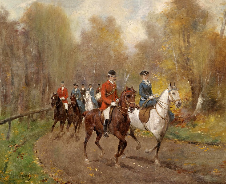 J Delauney Ausritt zur Jagd um 1900