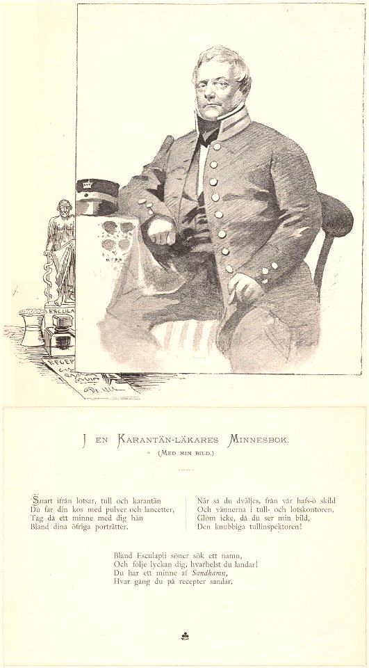 J en Karantän-läkares Minnesbok Sehlstedt Ill av Carl Larsson