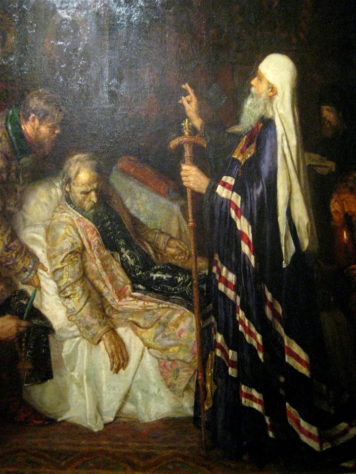 Ivan IV becoming monk before death by P. Geller detail01
