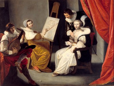 J. Leyster - Het atelier van een kunstenares - NK3276 - Cultural Heritage Agency of the Netherlands Art Collection