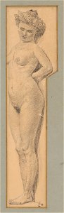 Ivan Žabota - Standing female nude. Free illustration for personal and commercial use.