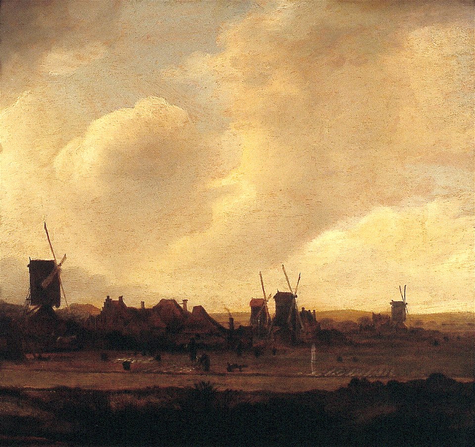 J. van Kessel - Dorp met windmolens - NK2649 - Cultural Heritage Agency of the Netherlands Art Collection